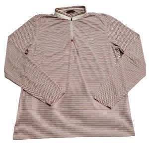 Louis Castel Striped 1/4 Zip Pullover White Black Red Men's 2XL | 105 Pre-owned